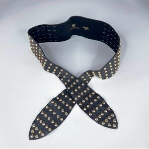 B-Low the Belt Black Studded Waist Belt with Gold Tone Hardware